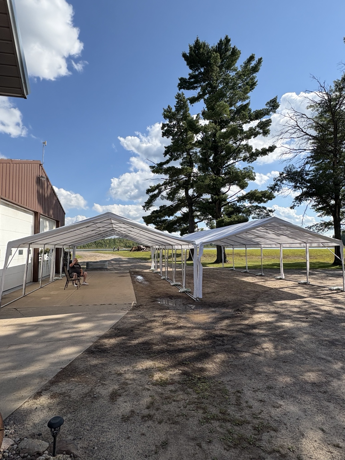 Event tents set up on a paved area